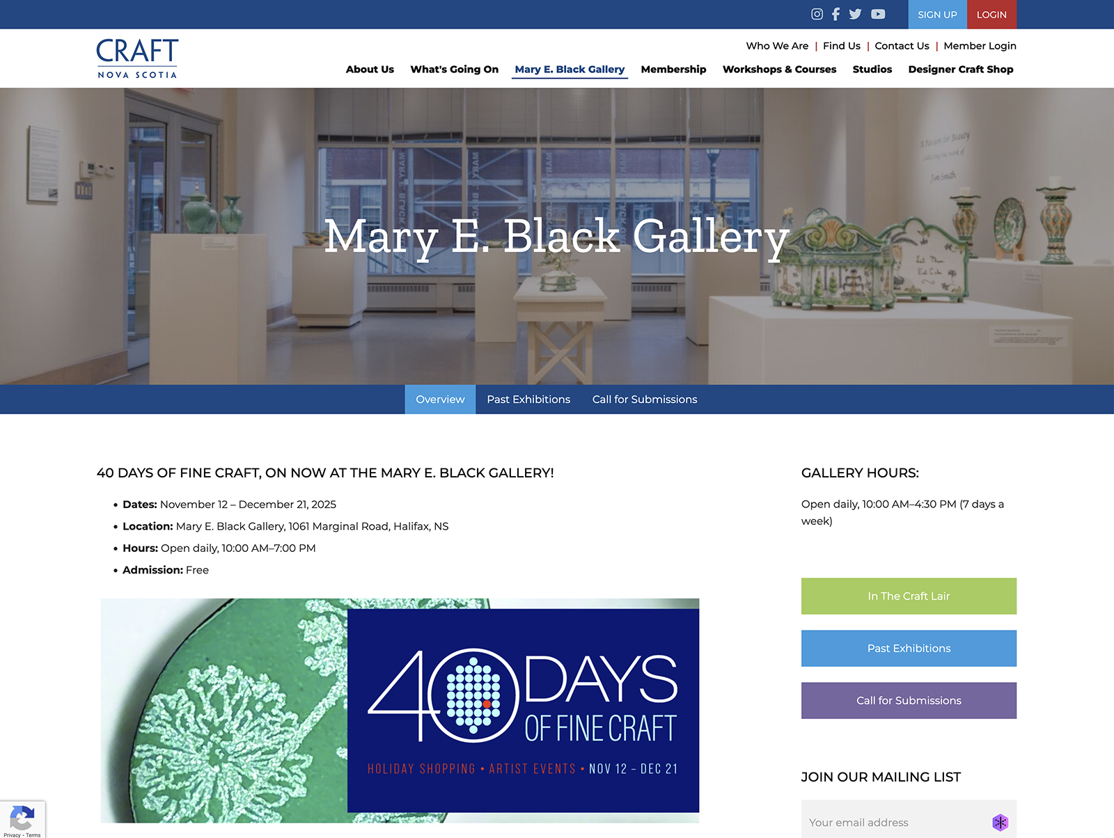 Mary E Black Gallery: The Centre for Craft Nova Scotia